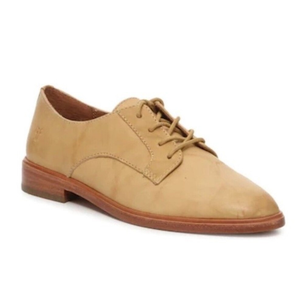 Fry Emory Leather Oxford in Banana Marble Yellow Lace Up shoe Almond Toe
